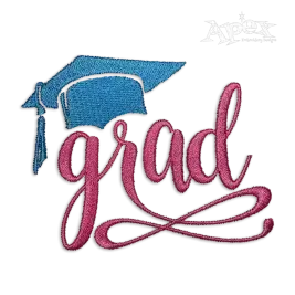 Grad Graduation Hat Embroidery Design graduation word art