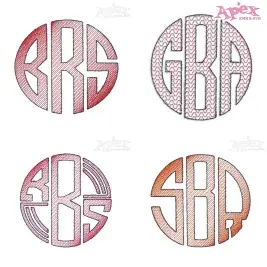 Gradient Sketch Monogram Embroidery Fonts Bundle thumbnail