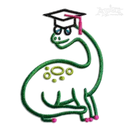 Graduation Dinosaur Graduate Machine Embroidery Design - Apex