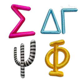 Greek Chalkboard 3D Puff Embroidery Font Digitized by Apex Designs