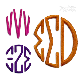 Greek Circle Round Monogram 3D Puff Machine Embroidery Font Apex All