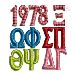 Greek College Fraternity 3D Puff Machine Embroidery Font by Apex Digitized