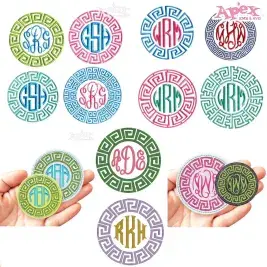 Greek Key Monogram Circle Frame Embroidery Designs Bundle