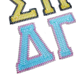 Greek Varsity 2-color Chain Stitch Font Digitized by Apex Monogram Digitized