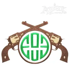 Gun Hunting Monogram Embroidery Design Frame