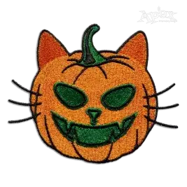 Pumpkin Cat Shaped Head Machine Embroidery Design by Apex