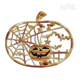Halloween Pumpkin Outline Scene Embroidery Design by Apex