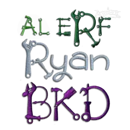 Hand Tools Embroidery Font text samples