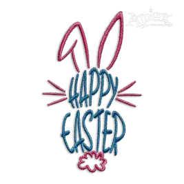 Happy Easter Bunny Word Art Machine Embroidery Design - Apex