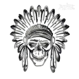 Indian Chief Headdress Skull Bones Machine Embroidery Design