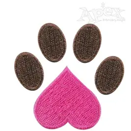 Heart Dog Paw Embroidery Design