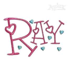 Heart Letters Alphabet Machine Embroidery Font Apex