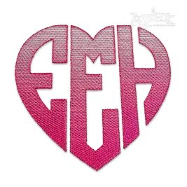Heart Monogram Sketch Embroidery Font