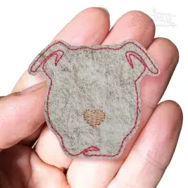 Heart Nose Pitbull Face Feltie ITH Embroidery Design