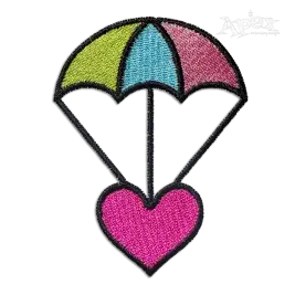 Heart Parachute Machine Embroidery Designs