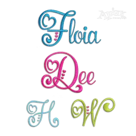 Heart Script Alphabet Letters Machine Embroidery Font - Apex All