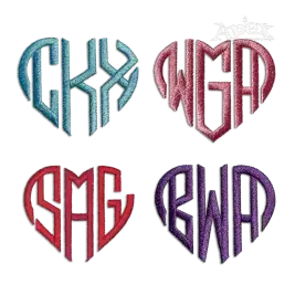 Heart Shaped Monogram Tail Machine Embroidery Font | Apex All