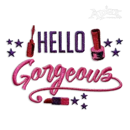 Hello Gorgeous Hair Stylist Beauty Embroidery Design by Apex