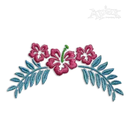 Hibiscus Hawaiian Flowers Wreath Machine Embroidery Design