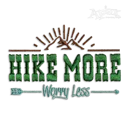 Hike More Worry Less Machine Embroidery Design by Apex