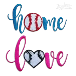 Home Love Baseball Softball Word Art Machine Embroidery Design