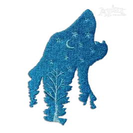 Howling Wolf Full Moon Barking Silhouette Machine Embroidery Design Digitizing