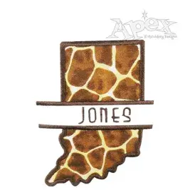 Indiana State Split Frame Embroidery Design