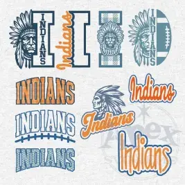 Indians School Mascot Sports Bundle Vector PNG Designs