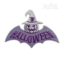 Pumpkin with Bat Wings Halloween Machine Embroidery Design