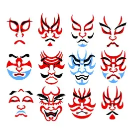 Japanese Kabuki Makeups Faces SVG Cuttable Design