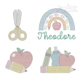 Kid School Supplies Rainbow Sketch Machine Embroidery Apex Designs All
