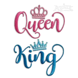 King and Queen Crown Machine Embroidery Designs art