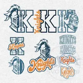Knights Mascot School Sports Game Spirit Bundle Vector PNG