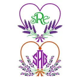 Lavender Heart Monogram Frame SVG Cuttable Design