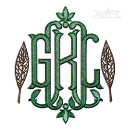 Leafy Machine Embroidery Font Sample leaves