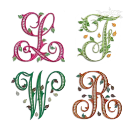 Leaves Ribbed Script Machine Embroidery Font by Apex Digitized