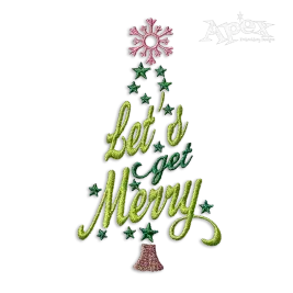 Let's Get Merry Christmas Tree Machine Embroidery Design