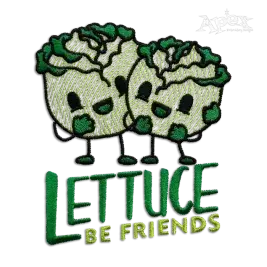 Lettuce Be Friends Funny Machine Embroidery Design by Apex Custom Digitized