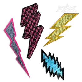 Lightning Bolt Pack Embroidery Designs Digitized by Apex