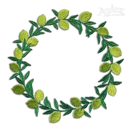 Lime or Lemon Circle Wreath Machine Embroidery Design