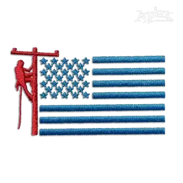 Lineman Power Lines Powerline US Flag Machine Embroidery Designs