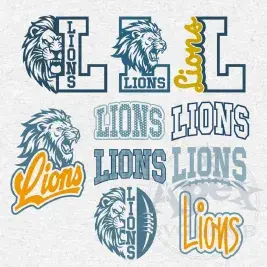 Lions Mascot School Sports Game Spirit Bundle Vector SVG PNG
