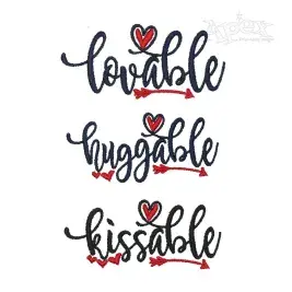 Love Hug Kiss Machine Embroidery