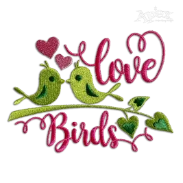 Kissing Love Birds Couple Machine Embroidery Design | Apex