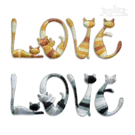 Love Cat Word Text Wordart Machine Embroidery Designs