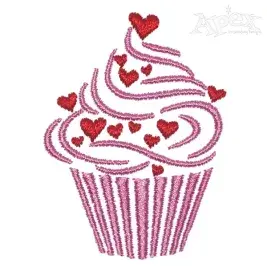 Love Hearts Cupcake Embroidery Design