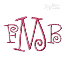 Love Letters Curly with Heart Machine Embroidery Font | Apex