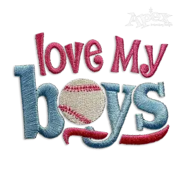 Love My Boys Baseball Softball Machine Embroidery Design