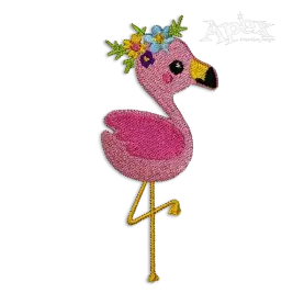 Cute Flowers Flamingo Bird Embroidery Design by Apex