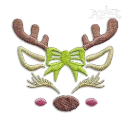 Lovely Reindeer Bow Tie Machine Embroidery Designs by Apex